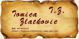 Tomica Zlatković vizit kartica